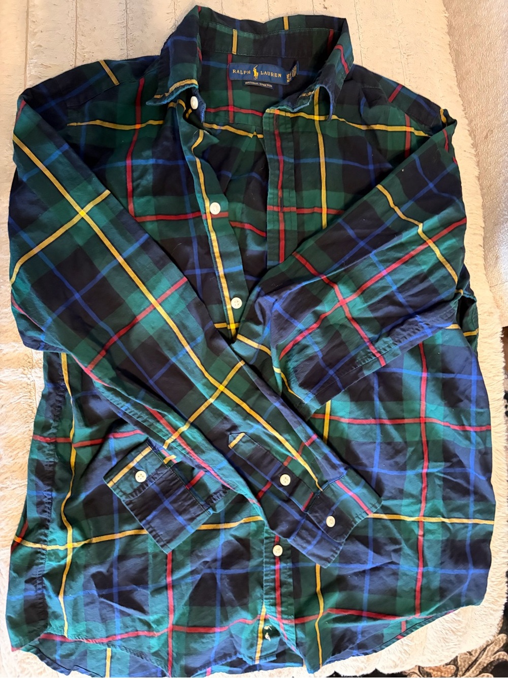 Ralph Lauren Dark Green & Navy Plaid Button-Down Shirt